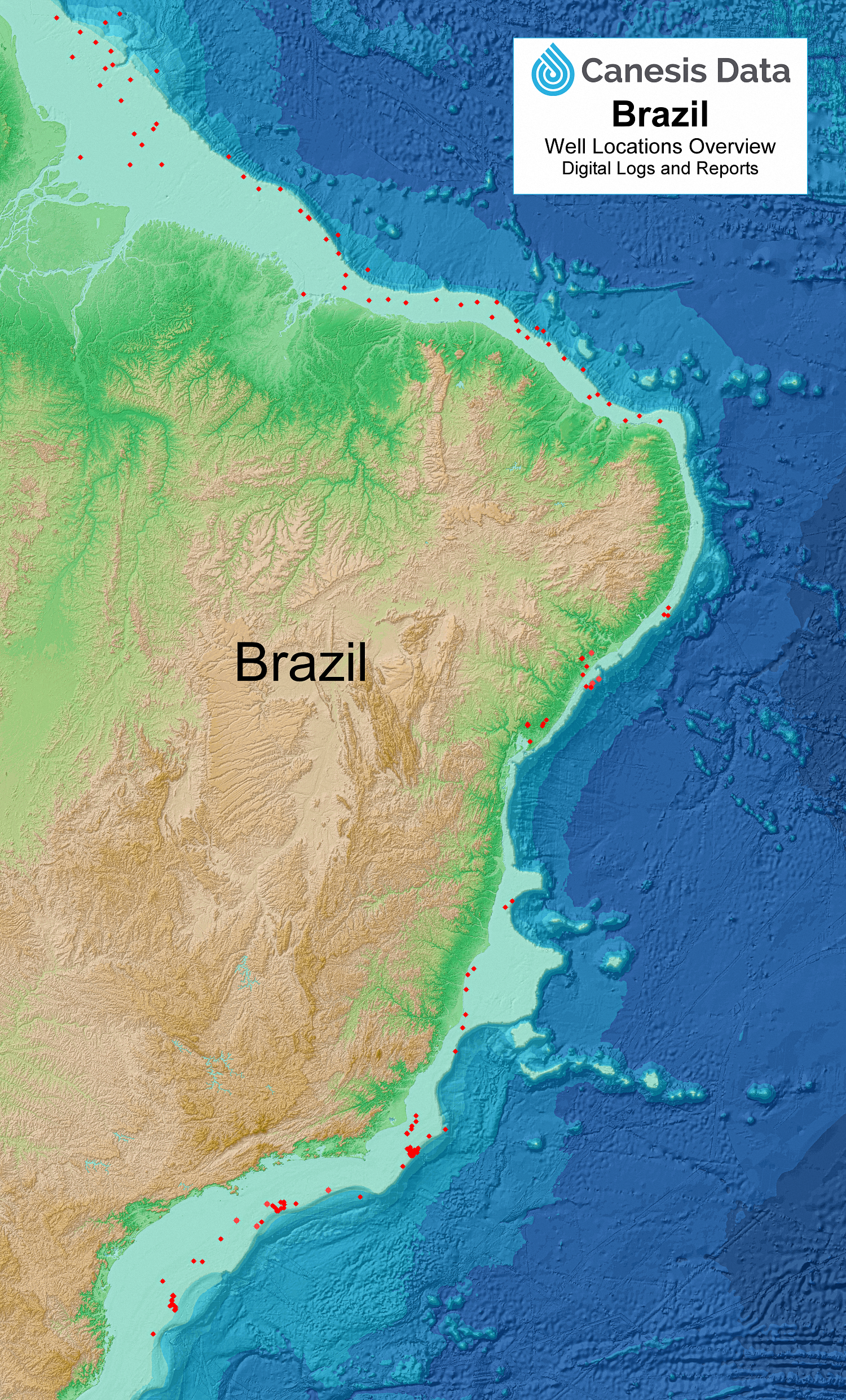 Map of Brazil offshore well log and report data
