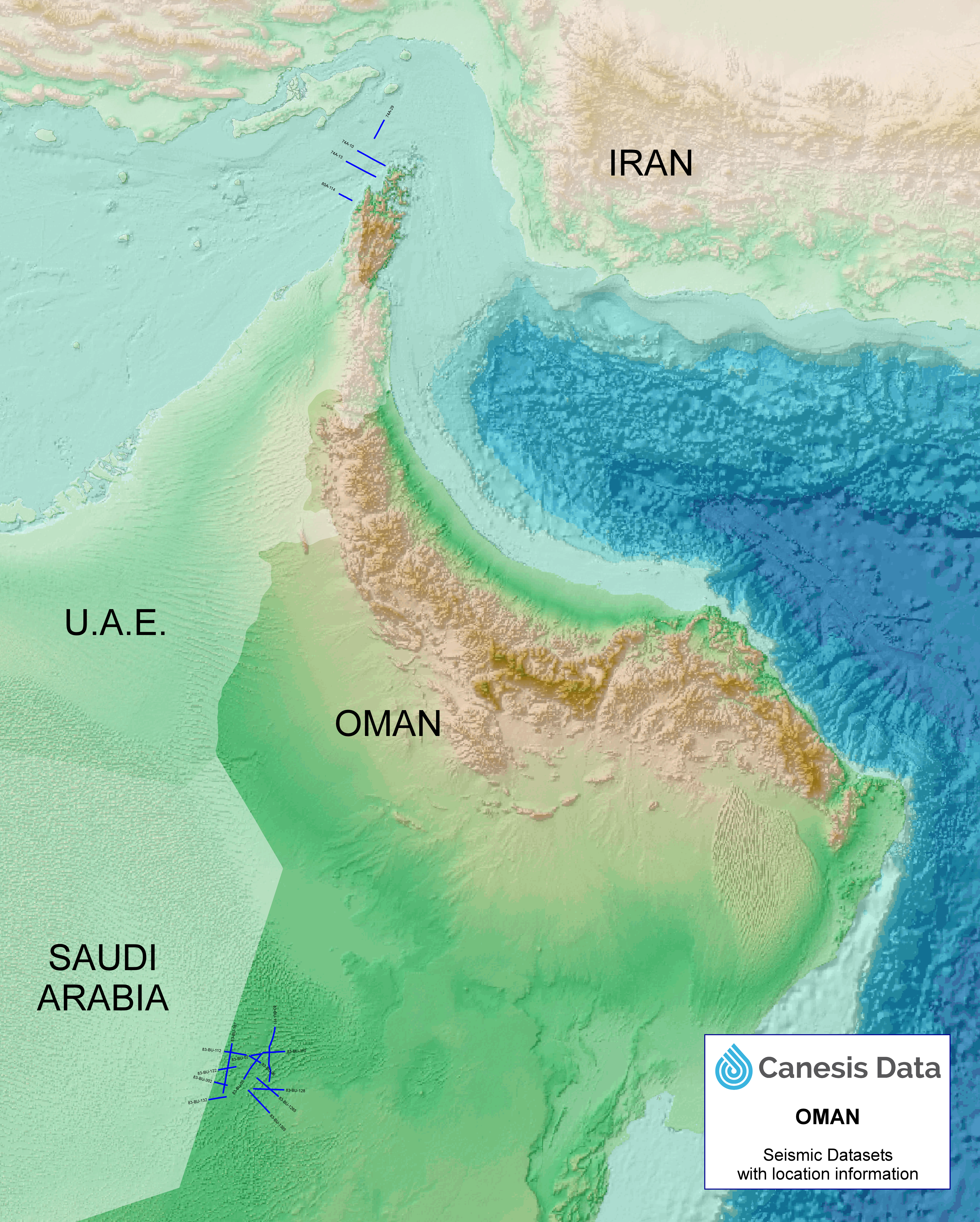 Oman seismic data map