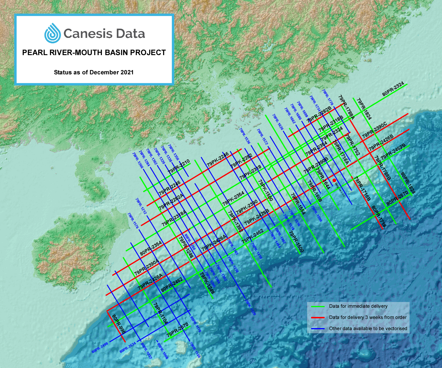 Pearl River Mouth Basin seismic data map
