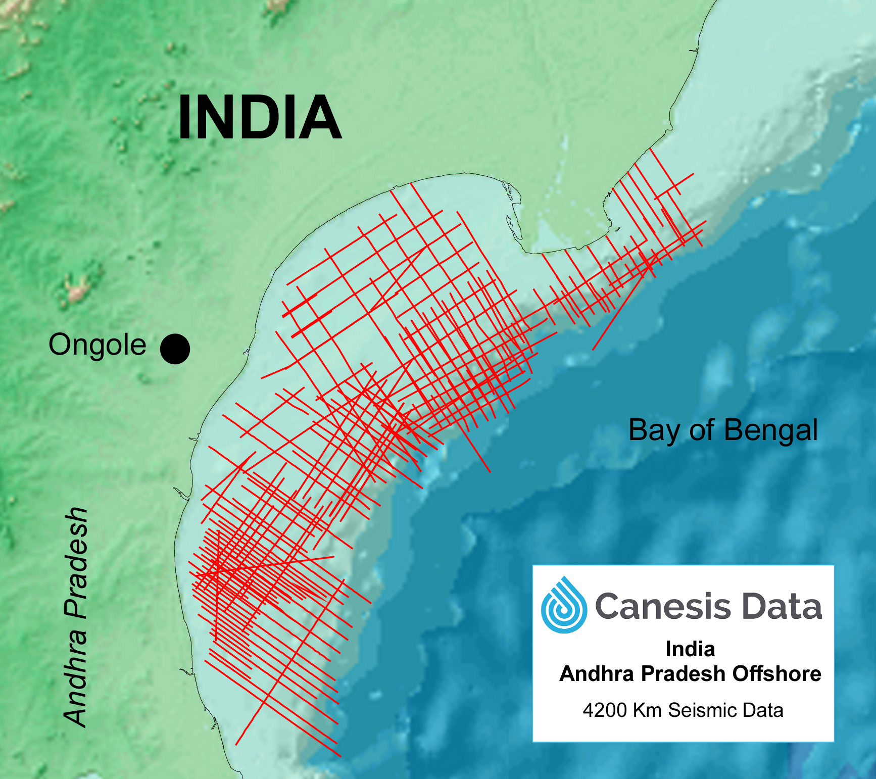 Andrha Pradesh offshore seismic data stick map.